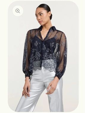 cinq à sept Short Lace Kandice Top in Navy NWT Size XS